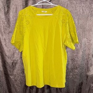 Penningtons Bright Yellow Eyelet Short Sleeve Top